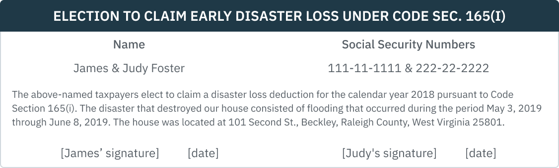07.11.09 - Election to Claim Early Disaster Loss under Code Sec. 165(i)