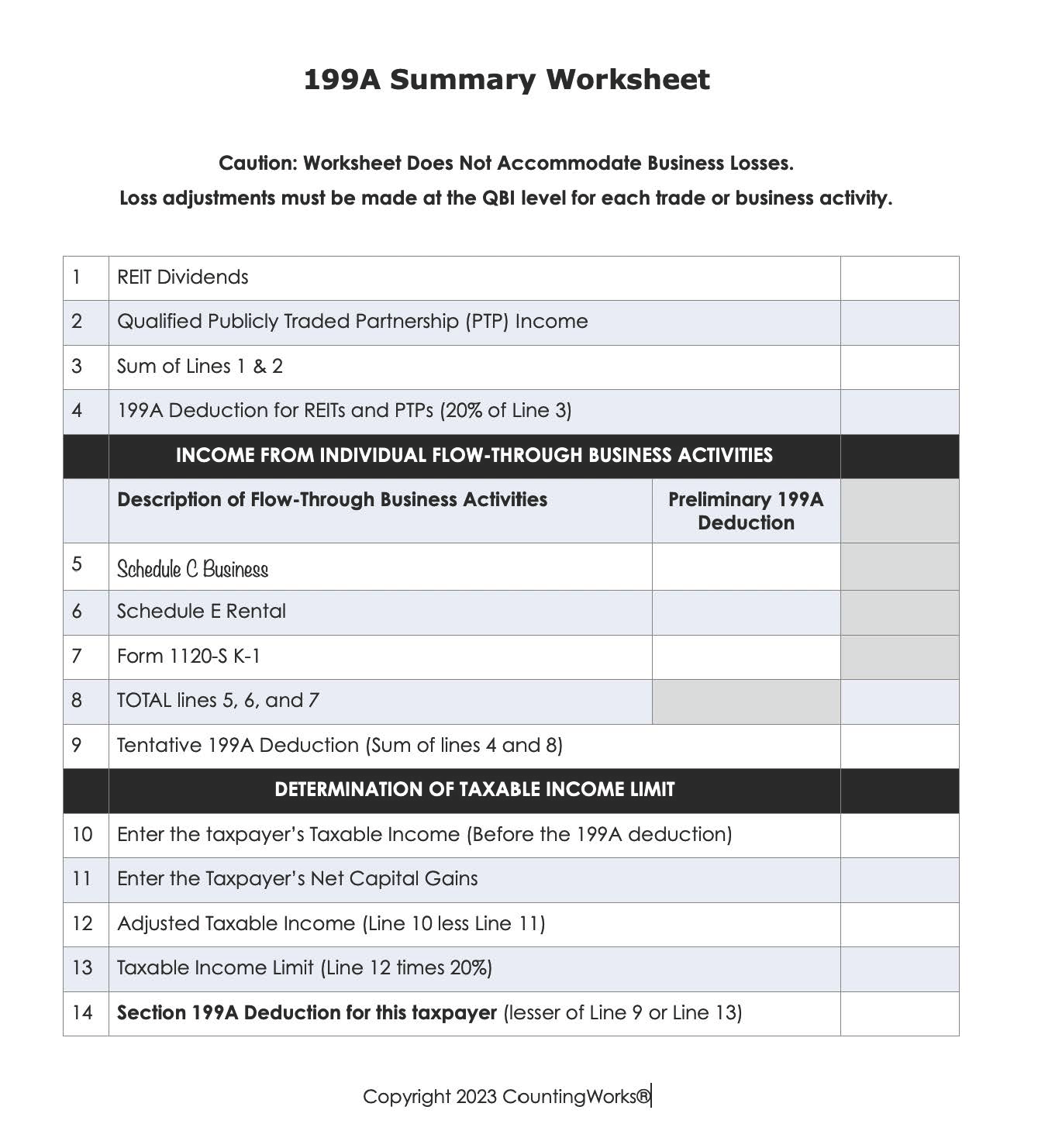 03.24.38 Blank 199A Summary Wksht