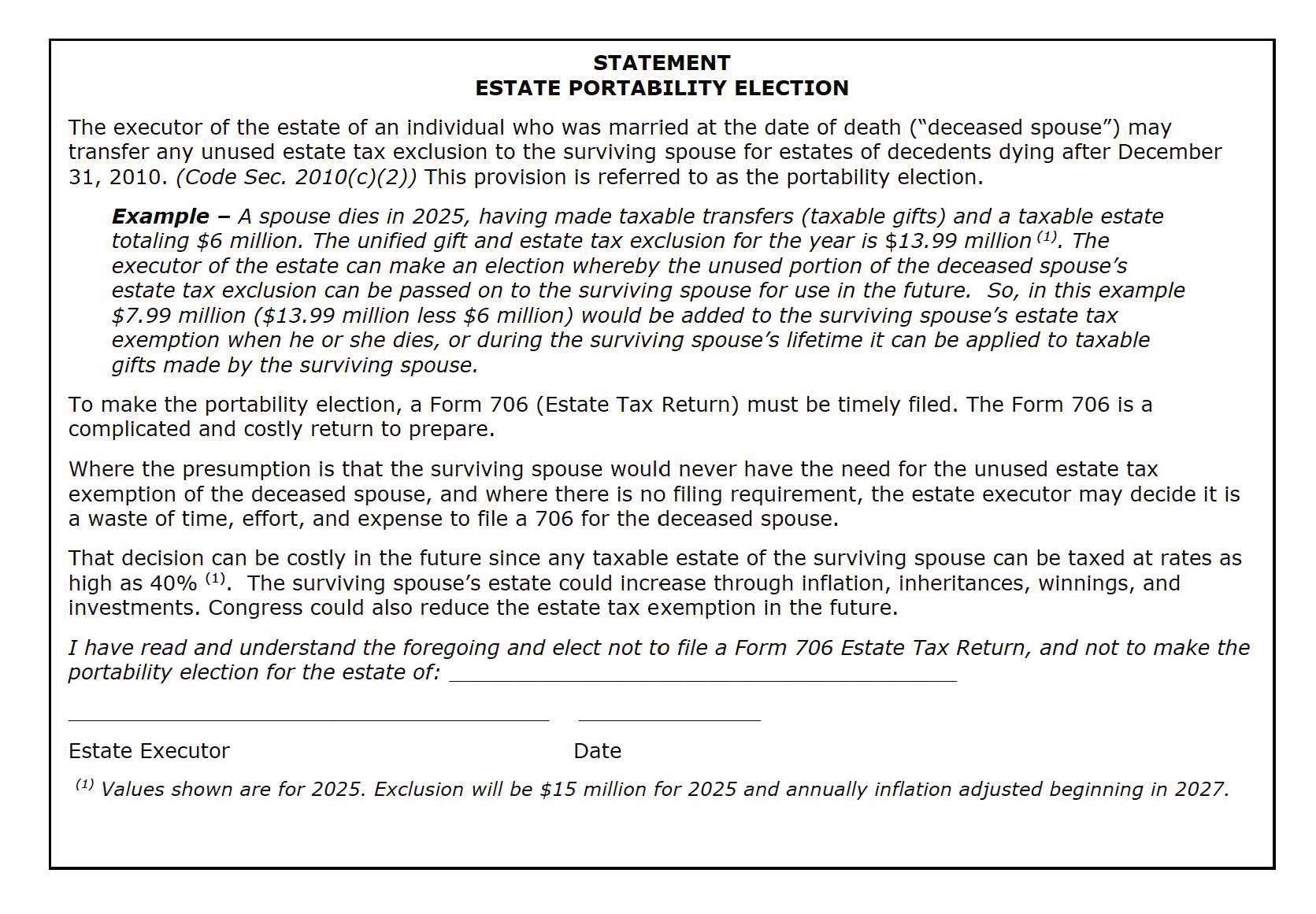 Estate Portability Election